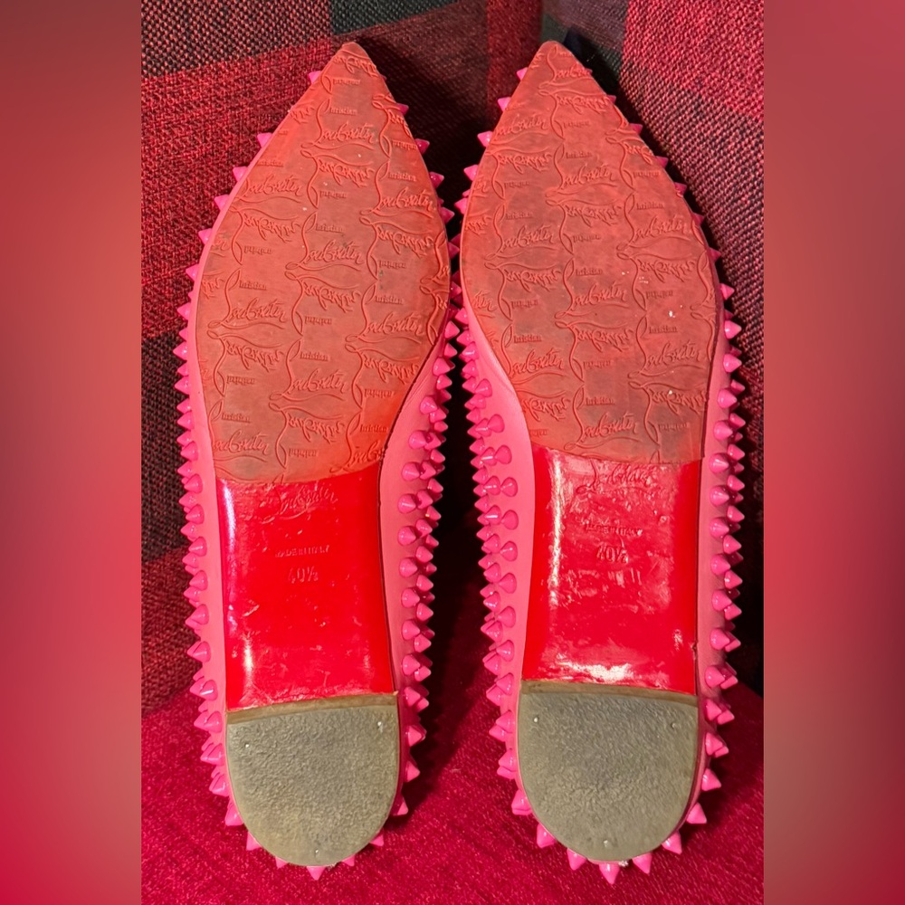 Christian Louboutin “Pigalle” Fucsia Spiked Ballet Flats size 40.5 - Picture 2 of 7